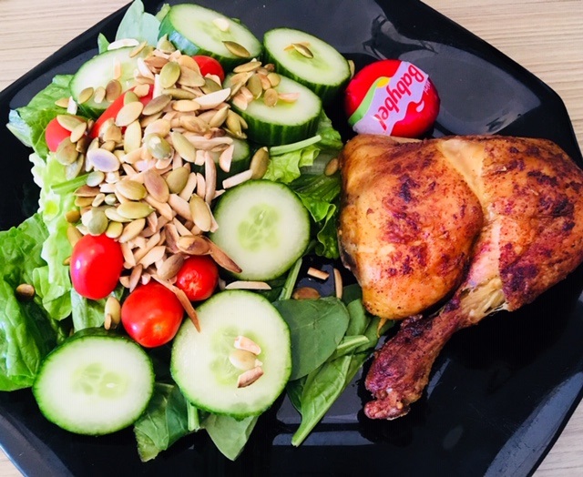 Chicken leg + salad