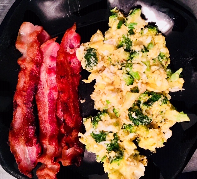 Scrambled eggs and bacon