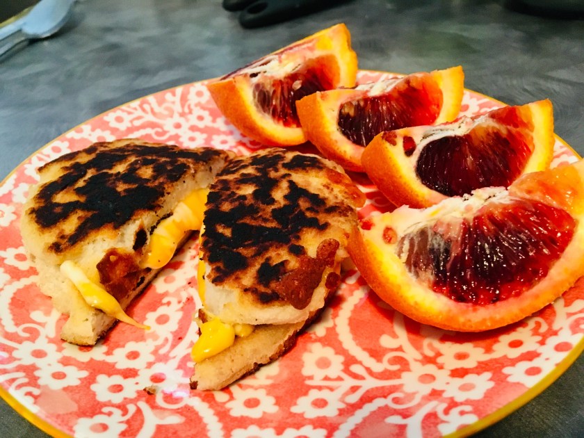Coconut naan grilled cheese w blood orange